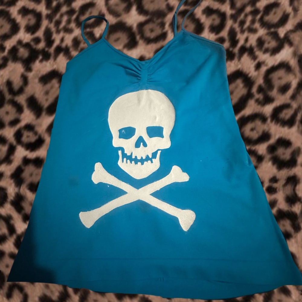 Blue Skull and Crossbones Kids Tank Top